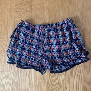 Vintage blue and white large shorts with fringe